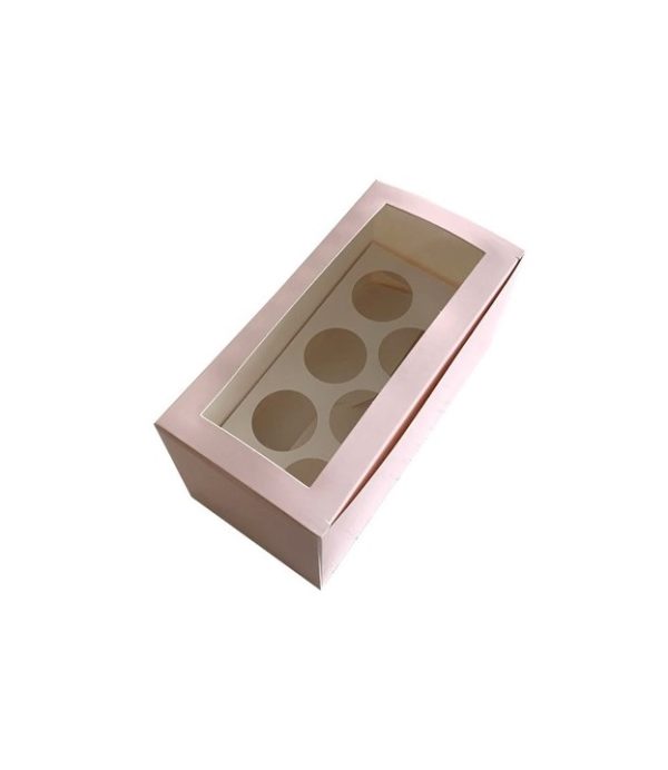 Pink Six Mini Cupcake Box (Window) with Insert Combo Pack edit