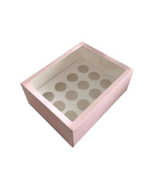 Pink Twelve Mini Cupcake Box (Window) with Insert Combo Pack edit